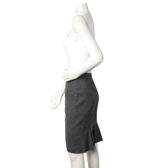 Ted Baker Wool Pencil Skirt Fitted Ruffled Back Office Classic Designer Grey - Picture 7 of 13